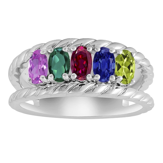 Oval Birthstone Family & Mother's Ring (2-5 Stones)