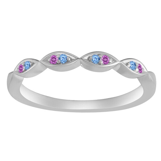 Family & Mother's Stackable Birthstone Band (2 Stones)