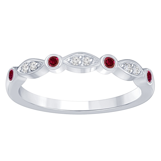 Family & Mother's Stackable Alternating Birthstone Band (2 Stones)
