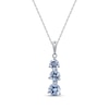 Thumbnail Image 1 of Aquamarine Three-Stone Drop Necklace Sterling Silver 18"