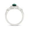 Thumbnail Image 3 of Pear-Shaped Lab-Created Emerald & White Lab-Created Sapphire Halo Ring Sterling SIlver