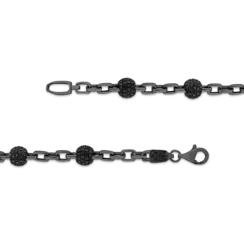 Main Image 2 of Men's Black Diamond Bead Necklace 2 ct tw Black Rhodium-Plated Sterling Silver 24"