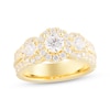 Thumbnail Image 1 of Adore Lab-Grown Diamonds Round-Cut Three-Stone Halo Engagement Ring 2 ct tw 14K Yellow Gold