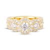 Thumbnail Image 4 of Adore Lab-Grown Diamonds Round-Cut Three-Stone Halo Engagement Ring 2 ct tw 14K Yellow Gold