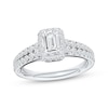 Thumbnail Image 1 of Adore Heirloom Certified Emerald-Cut Diamond Halo Engagement Ring 1 ct tw Platinum