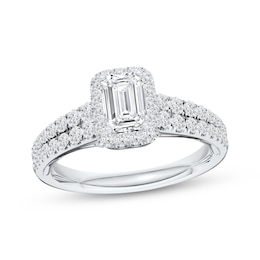 Adore Heirloom Certified Emerald-Cut Diamond Halo Engagement Ring 1 ct tw Platinum