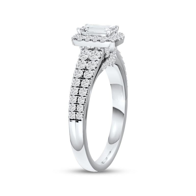 Main Image 2 of Adore Heirloom Certified Emerald-Cut Diamond Halo Engagement Ring 1 ct tw Platinum