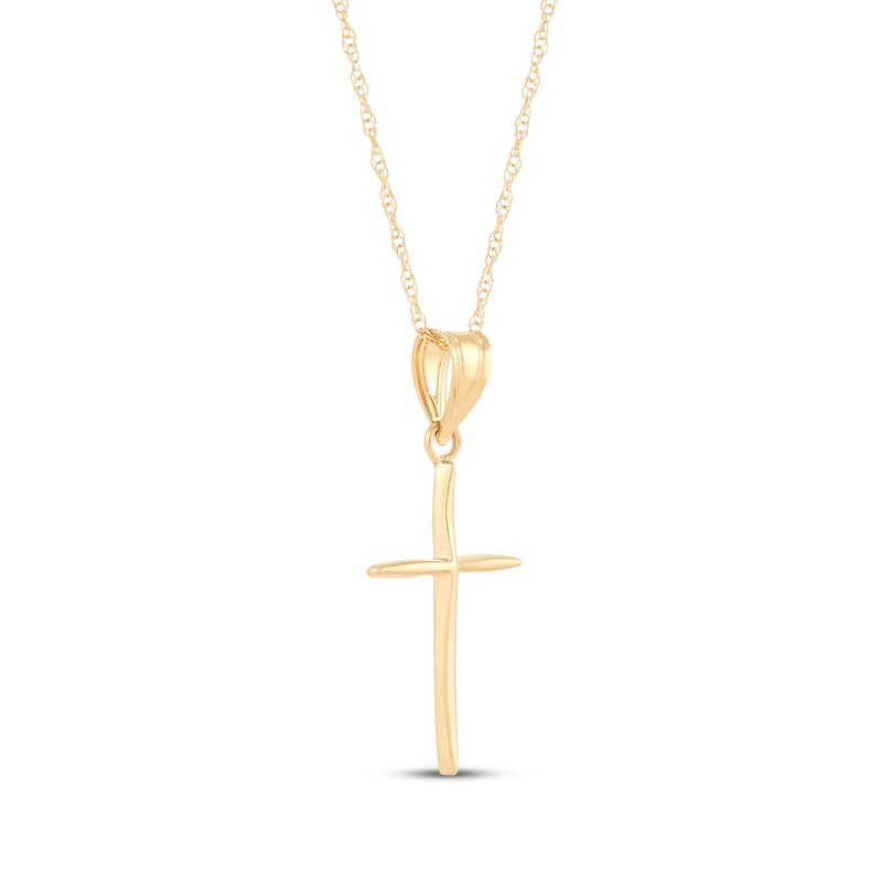 Main Image 2 of Mini Cross Necklace Solid 14K Yellow Gold 18"