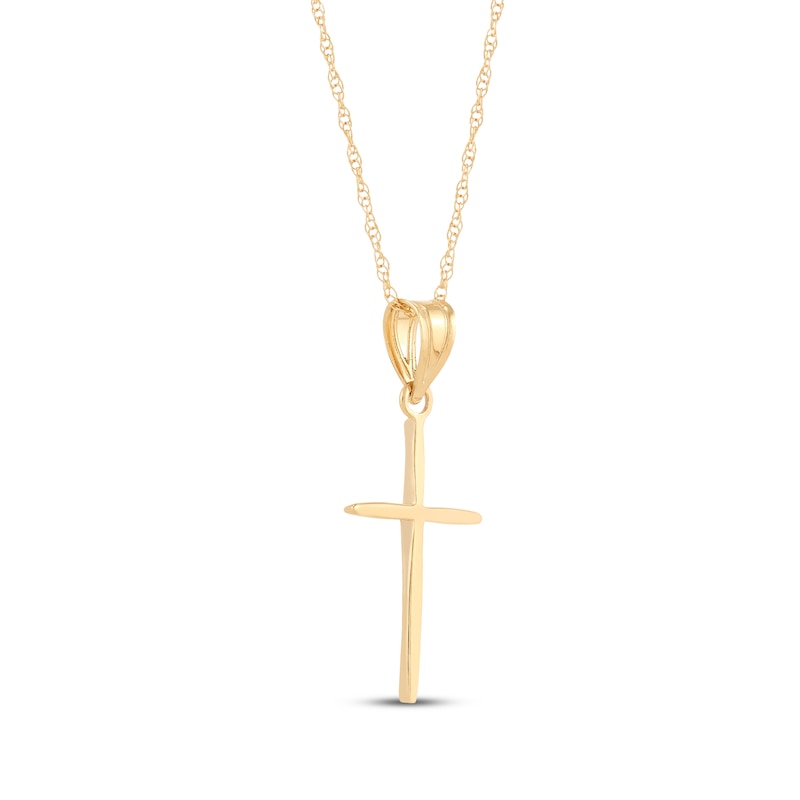 Main Image 3 of Mini Cross Necklace Solid 14K Yellow Gold 18"
