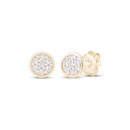 Multi-Diamond Circle Stud Earrings 1/15 ct tw 10K Yellow Gold