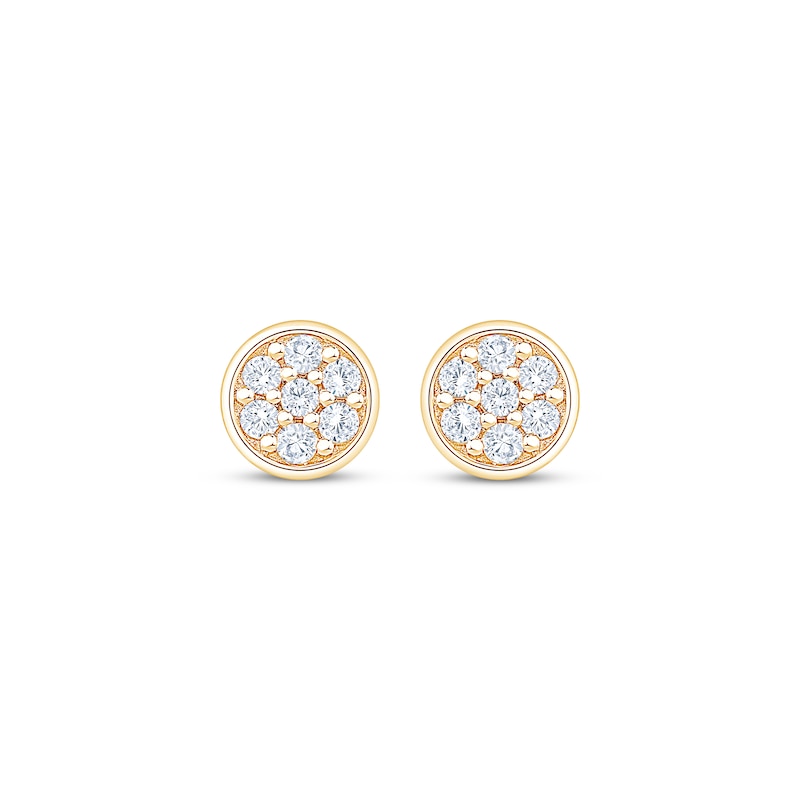 Main Image 2 of Multi-Diamond Circle Stud Earrings 1/15 ct tw 10K Yellow Gold