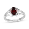 Thumbnail Image 1 of Oval-Cut Garnet & White Lab-Created Sapphire Ring Sterling Silver