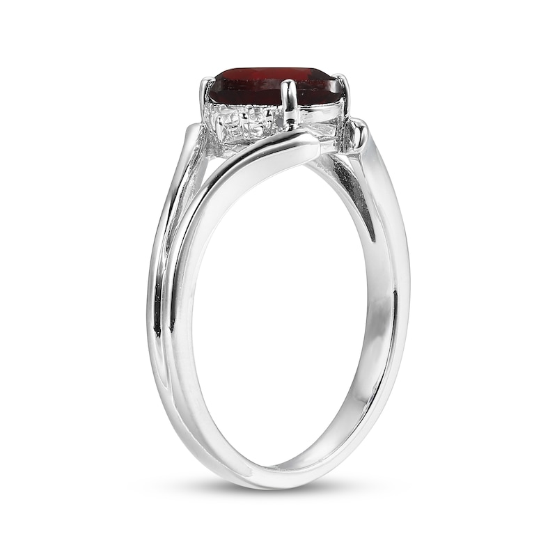 Main Image 2 of Oval-Cut Garnet & White Lab-Created Sapphire Ring Sterling Silver