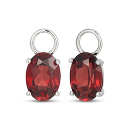 Oval-Cut Garnet Earring Charms Sterling Silver