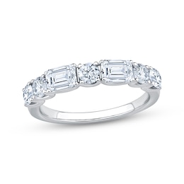 Adore Lab-Grown Diamonds Round & Emerald-Cut Anniversary Ring 1-1/2 ct tw 14K White Gold