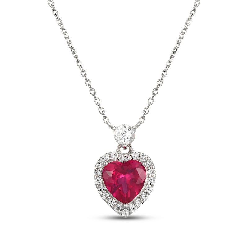 Main Image 2 of Heart-Shaped Lab-Created Ruby & White Lab-Created Sapphire Gift Set Sterling Silver