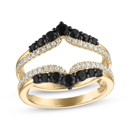 Adore Black & White Diamond Chevron Enhancer Ring 1 ct tw 14K Yellow Gold