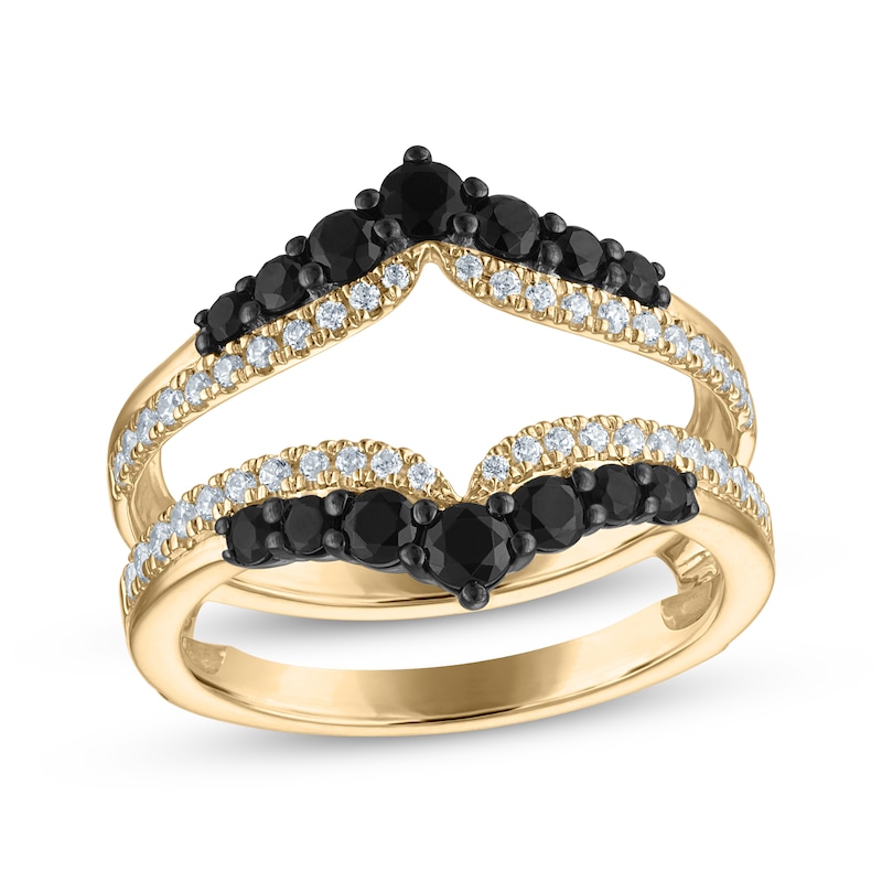 Main Image 1 of Adore Black & White Diamond Chevron Enhancer Ring 1 ct tw 14K Yellow Gold