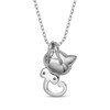 Thumbnail Image 3 of Cultured Pearl & White Lab-Created Sapphire Necklace Sterling Silver 18"