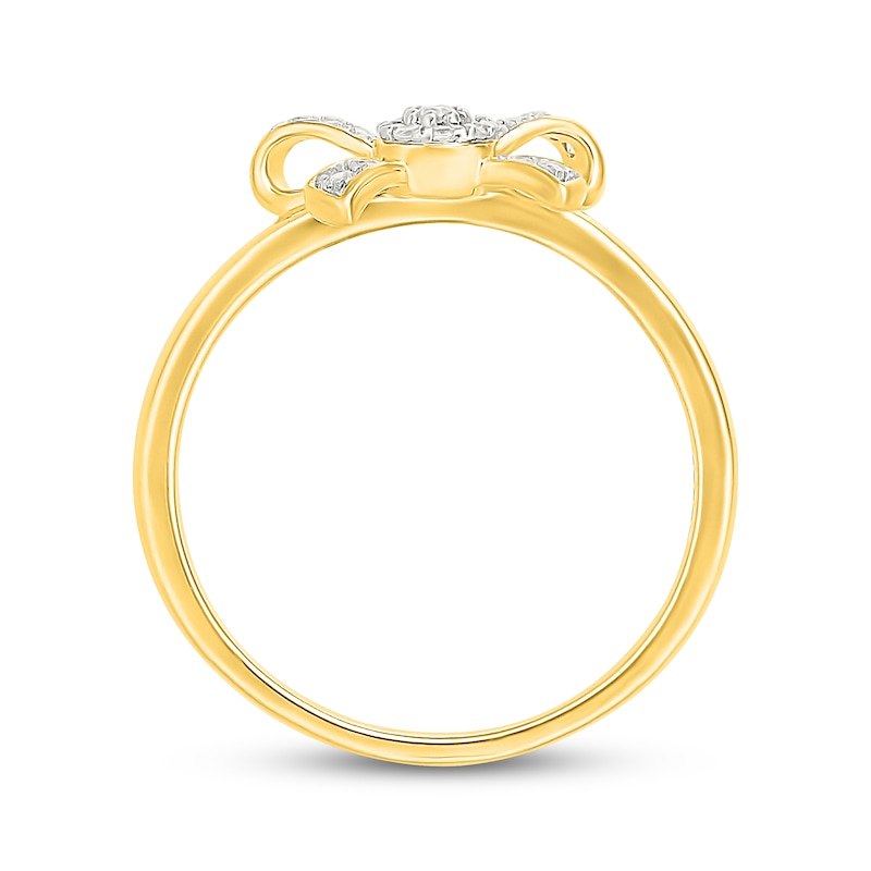 Main Image 3 of Multi-Diamond Bow Fashion Ring 1/8 ct tw 24K Yellow Gold Vermeil Sterling Silver