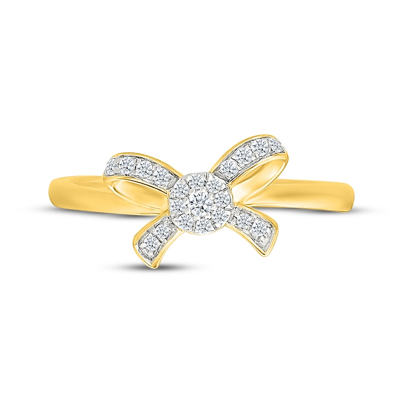 Main Image 4 of Multi-Diamond Bow Fashion Ring 1/8 ct tw 24K Yellow Gold Vermeil Sterling Silver