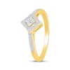Thumbnail Image 2 of Diamond Tilted Halo Promise Ring 1/5 ct tw 10K Yellow Gold