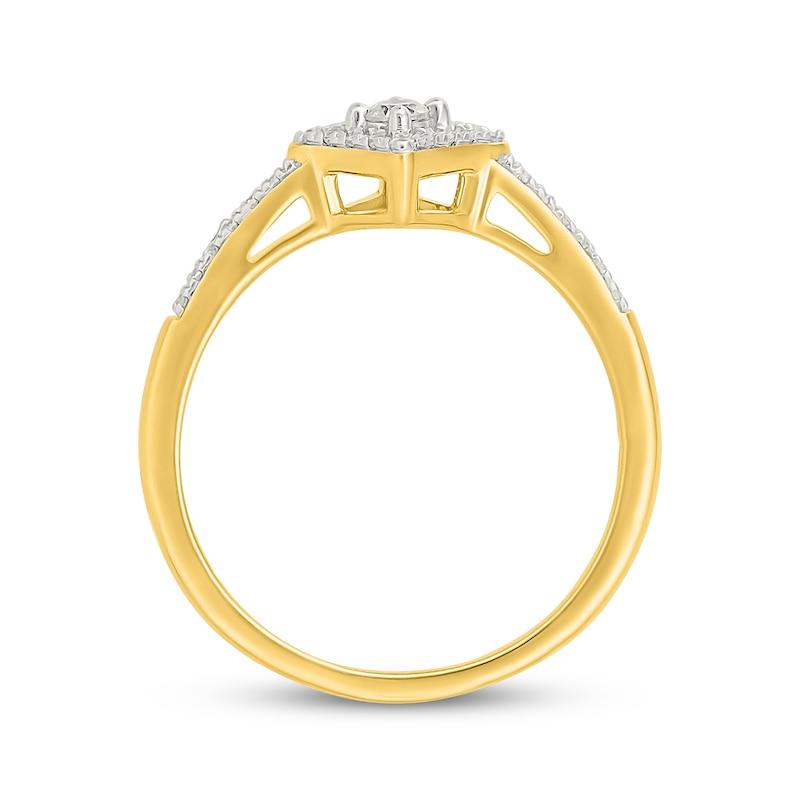 Main Image 3 of Diamond Tilted Halo Promise Ring 1/5 ct tw 10K Yellow Gold