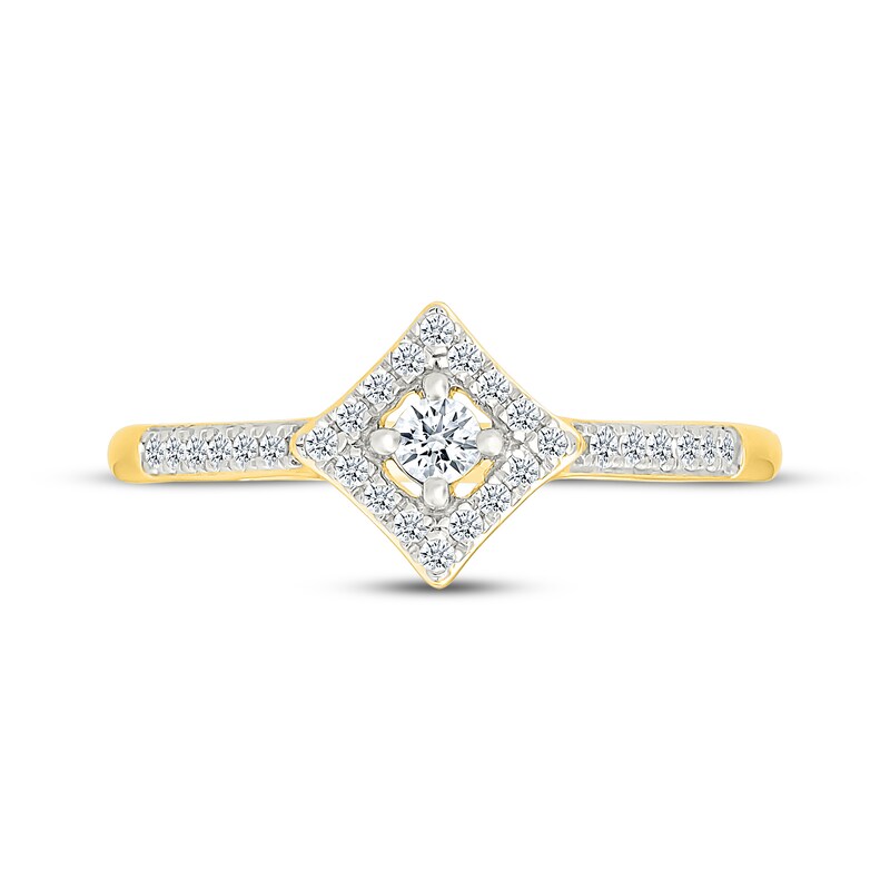 Main Image 4 of Diamond Tilted Halo Promise Ring 1/5 ct tw 10K Yellow Gold