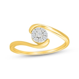 Diamond Halo Bypass Promise Ring 1/15 ct tw 10K Yellow Gold