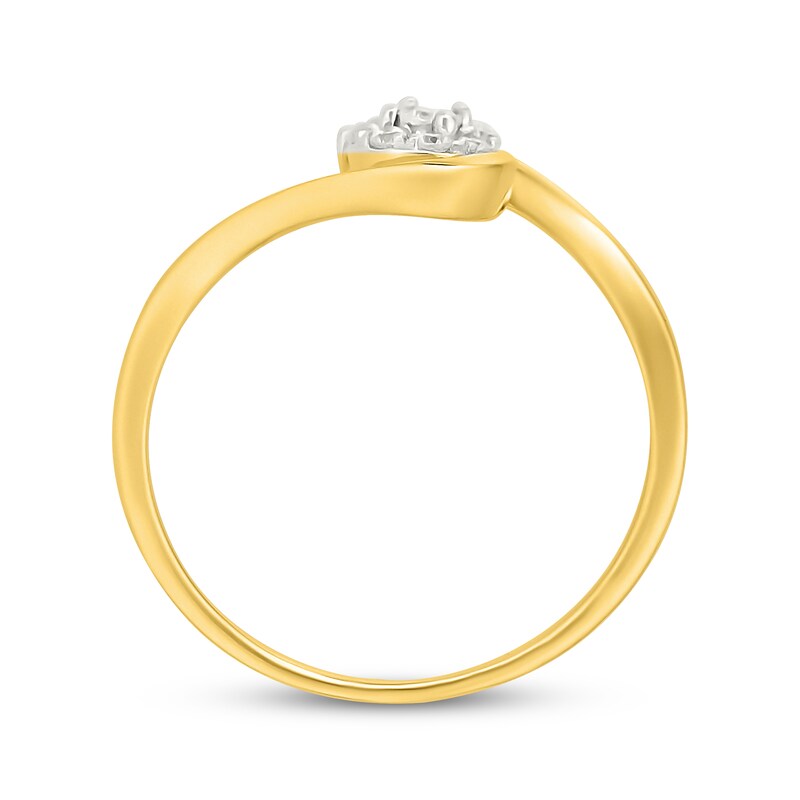 Main Image 3 of Diamond Halo Bypass Promise Ring 1/15 ct tw 10K Yellow Gold