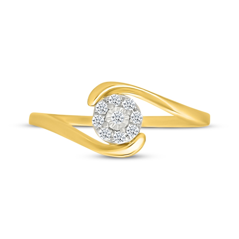 Main Image 4 of Diamond Halo Bypass Promise Ring 1/15 ct tw 10K Yellow Gold