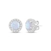Thumbnail Image 1 of Lab-Created Opal & White Lab-Created Sapphire Halo Stud Earrings Sterling Silver