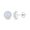 Thumbnail Image 3 of Lab-Created Opal & White Lab-Created Sapphire Halo Stud Earrings Sterling Silver