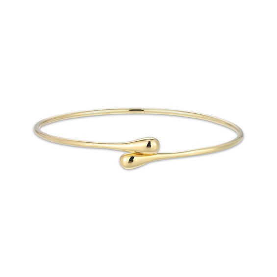 Teardrop Bypass Bangle Bracelet 24K Yellow Gold Vermeil Sterling Silver