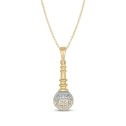 Diamond Microphone Necklace 1/20 ct tw 10K Yellow Gold 18"