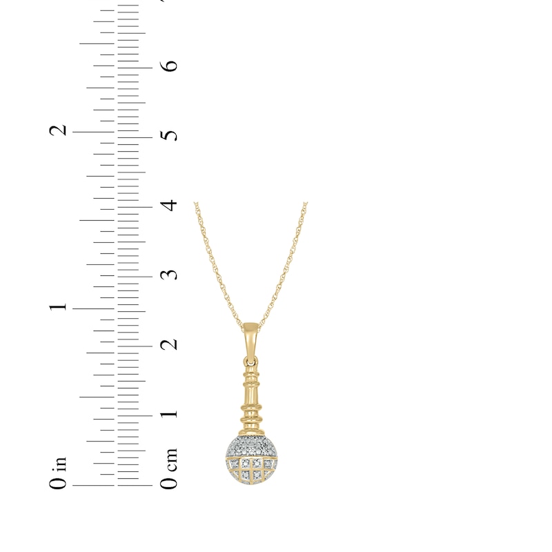 Main Image 2 of Diamond Microphone Necklace 1/20 ct tw 10K Yellow Gold 18"