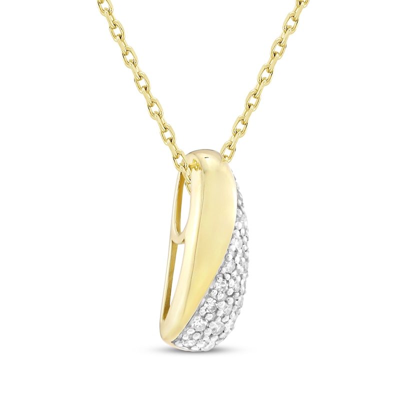Main Image 2 of Diamond Diagonal Half-and-Half Necklace 1/10 ct tw 10K Yellow Gold 18"