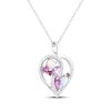 Thumbnail Image 2 of Multi-Shape Lab-Created Ruby, Lab-Created Opal, Pink & White Lab-Created Sapphire Heart Necklace Sterling Silver 18"