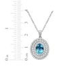 Thumbnail Image 4 of Oval-Cut Swiss Blue Topaz & White Lab-Created Sapphire Triple Halo Necklace Sterling Silver 18"