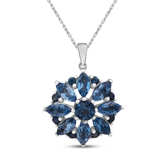 Marquise & Round-Cut Blue Topaz Necklace Sterling Silver 18"