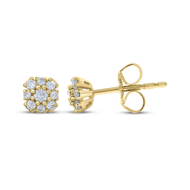 Main Image 3 of Diamond Composite Stud Earrings 1/5 ct tw 10K Yellow Gold