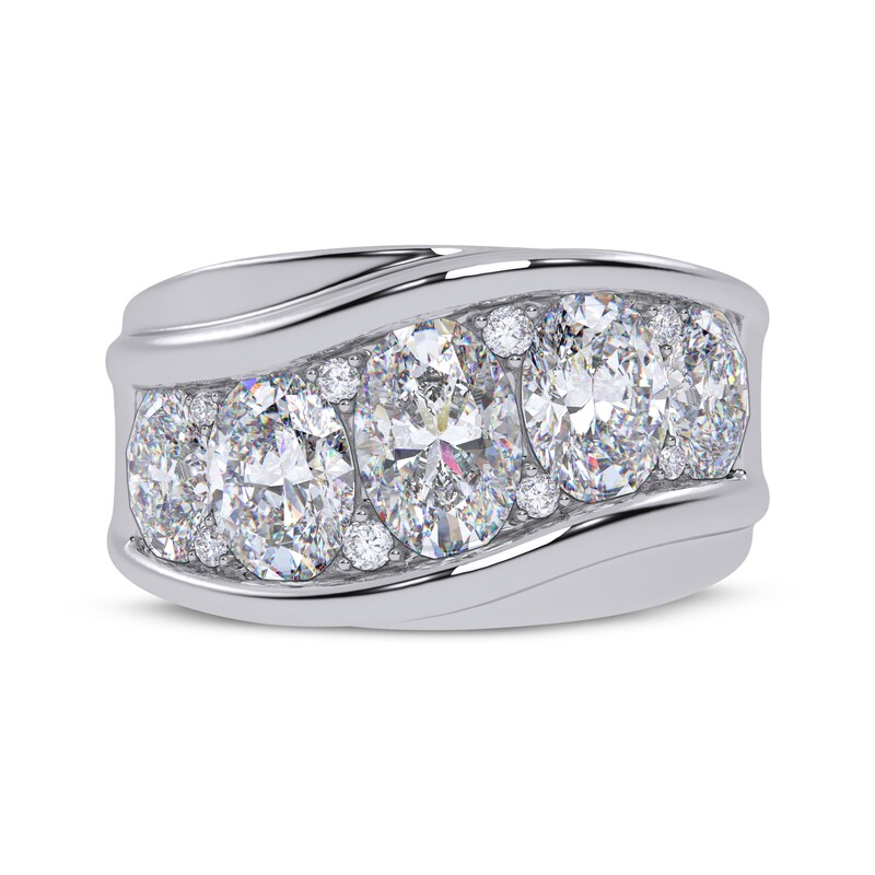 Main Image 4 of Adore Men's Lab-Grown Diamonds Oval- & Round-Cut Wedding Band 5 ct tw 14K White Gold
