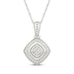 Cushion-Shaped Diamond Accent Necklace Sterling Silver 18"