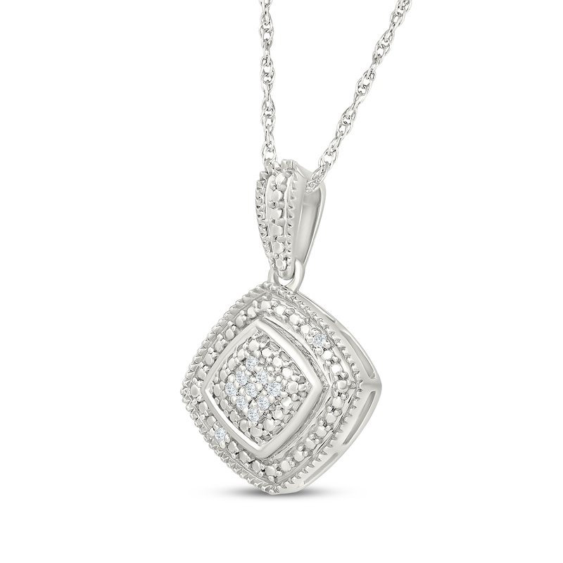 Main Image 2 of Cushion-Shaped Diamond Accent Necklace Sterling Silver 18"