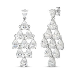 Pear-Shaped White Lab-Created Sapphire Chandelier Drop Earrings Sterling Silver
