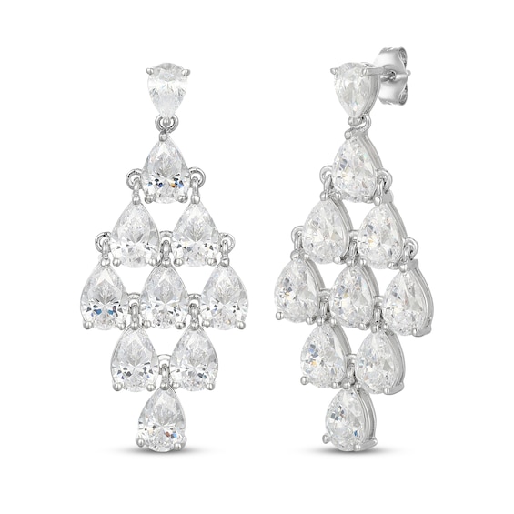 Pear-Shaped White Lab-Created Sapphire Chandelier Drop Earrings Sterling Silver