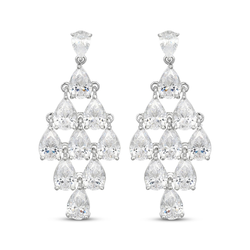 Main Image 2 of Pear-Shaped White Lab-Created Sapphire Chandelier Drop Earrings Sterling Silver