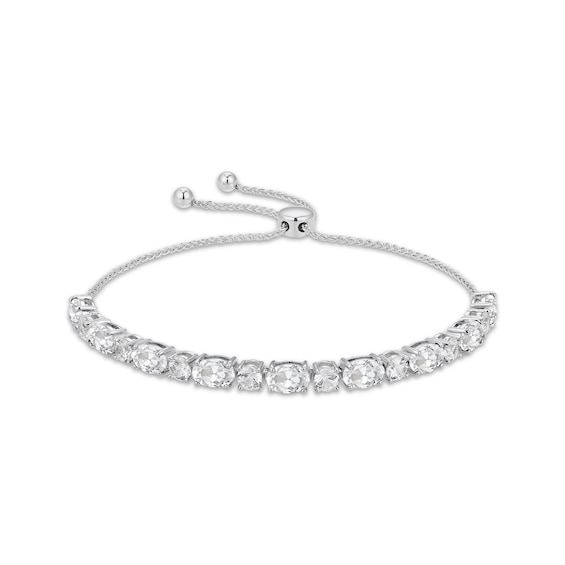 Oval & Round-Cut White Lab-Created Sapphire Bolo Bracelet Sterling Silver 9"