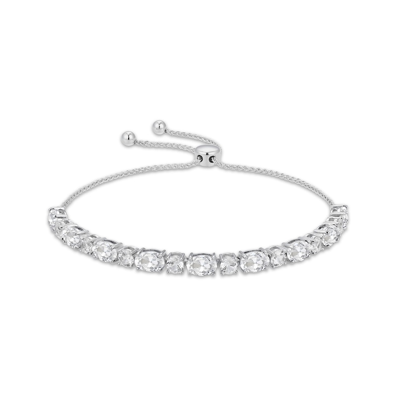 Main Image 1 of Oval & Round-Cut White Lab-Created Sapphire Bolo Bracelet Sterling Silver 9"