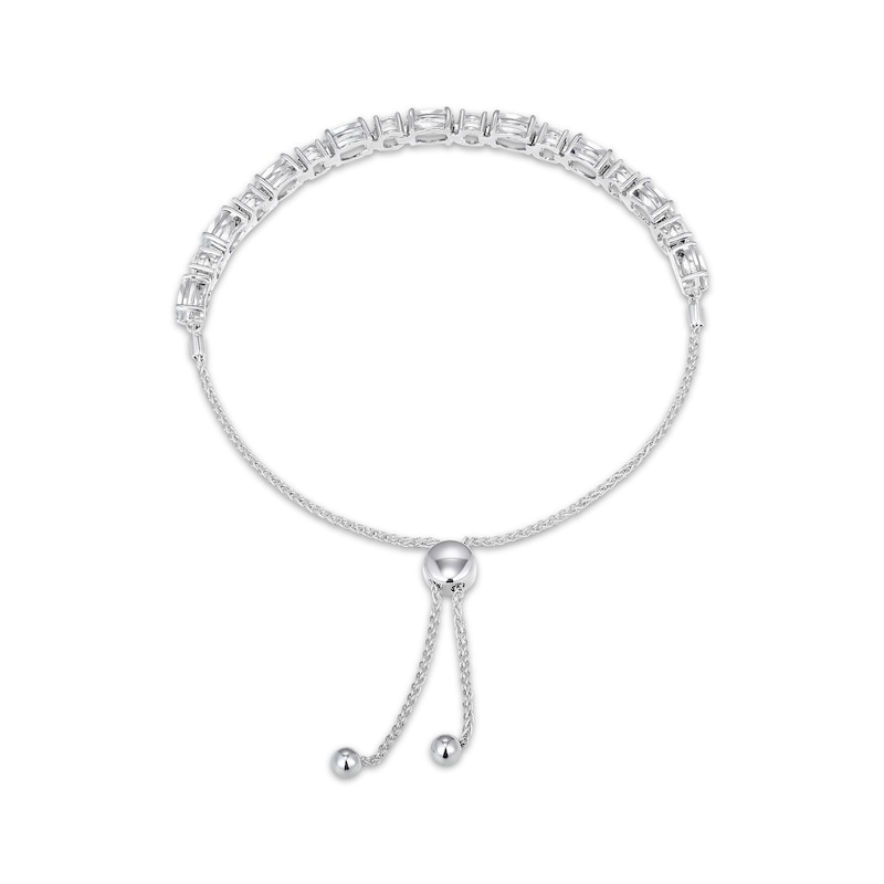 Main Image 2 of Oval & Round-Cut White Lab-Created Sapphire Bolo Bracelet Sterling Silver 9"